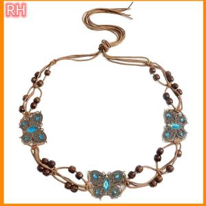 🔥🔥🔥ranghe Phong Cách Bohemian bướm Nước Kim Cương Dệt Phong cách dân tộc làm bằng tay hạt gỗ của phụ nữ vành đai giản dị kỳ nghỉ phong cách eo dây