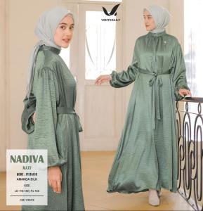 Baju Gamis Wanita Nadiva Maxi Dress Bahan Amanda Silk Premium Busana Muslimah Elegan