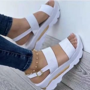 [Free Shipping] Summer New Style One-Strap Gold Wedge Sandals For Women Plus Size Sweet Style
