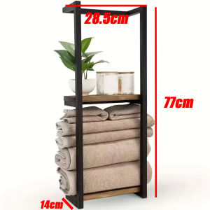 3 in 1 Modern Towel Racks for Bathroom Rolled Wall Mounted Bathroom Organizer Storage Towel Rack with Wood Shelf Towel Storage Rack for Bathroom or Toiled Paper Organizer Large Capacity Holder