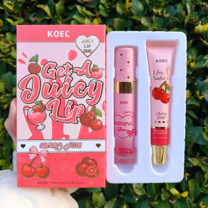 KOEC Strawberry Lip Set Peach Lip Oil + Lip balm for hydration moisturizing and preventing chapping