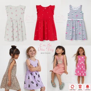 Váy HM sát nách tay cánh tiên cho bé gái 2 đến 10 tuổi size 1-2 2-4 4-6 6-8 8-10 [Váy đầm cho bé mẫu giáo cấp 1]