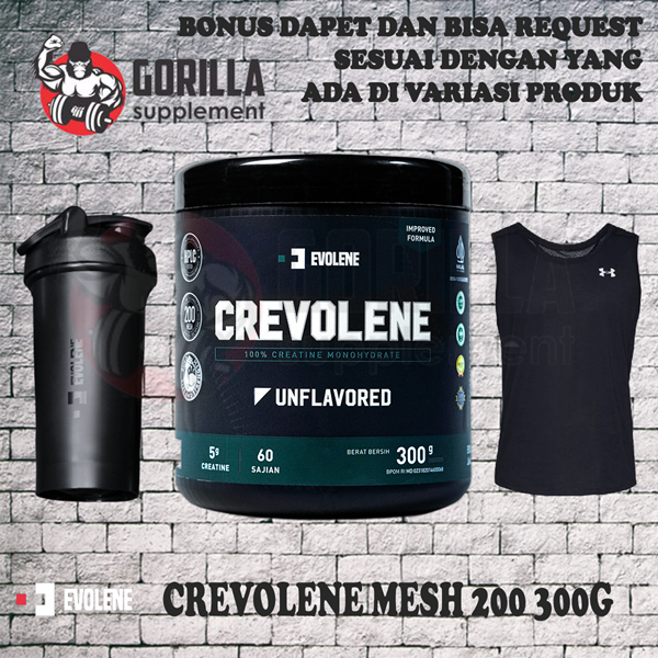 EVOLENE CREVOLENE Mesh 200 Partikel 300 Gram 60 Serving Creatine Monohydrate