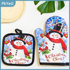 PkYeG Giáng sinh lò găng tay Santa Claus Snowman chuông mô hình cách điện găng tay trang trí món quà trang trí nhà bếp Giáng sinh trang trí