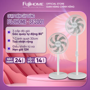 Quạt điện cây đặt sàn 7 cánh FUJIHOME SF3001 Nhập Khẩu quạt mát để bàn 3 chế độ gió điều khiển từ xa cảm ứng