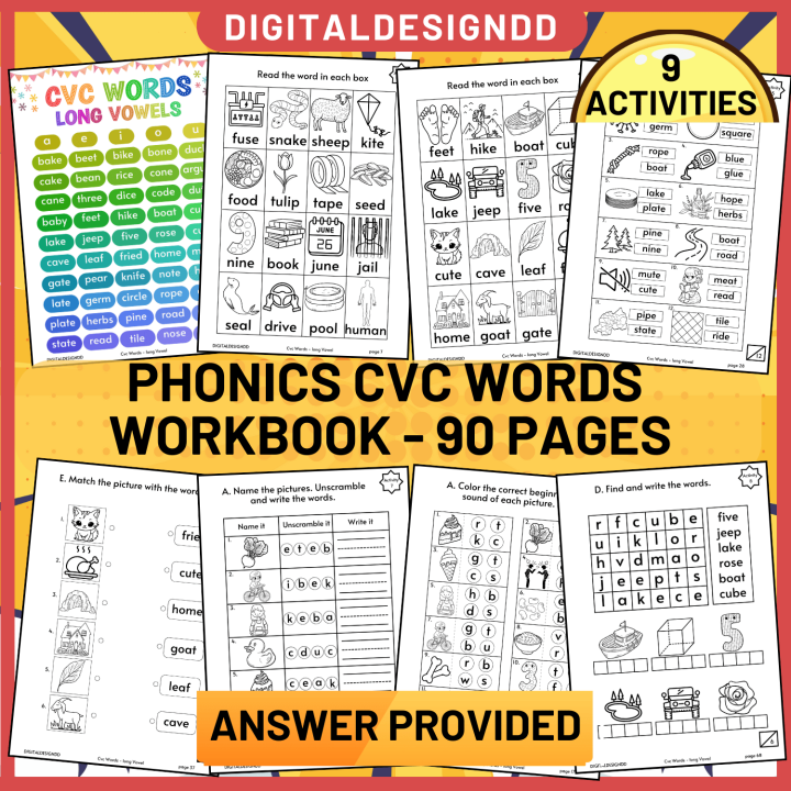 PDF Phonics CVC Words English Worksheet long vowel kids activities for ...