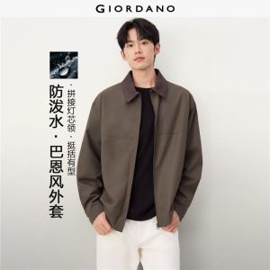 Giordano Beau Monde Men Corduroy collar short trench coat Free Shipping 13076708