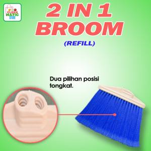 Clean Matic - 2 In 1 Broom Refill Sapu Lantai Bahan Plastik - Kuning
