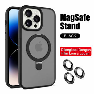 Free Lens Films! Foldable Magnetic MagSafe Stand Matte Hard Shockproof Phone Case For iPhone 17 16 15 14 Pro Max Plus 13 12 Pro Max 11 Wireless Charging Phone Cover Frosted Translucent Phone Casing Shell With Rotating Holder Bracket