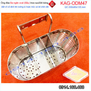Ống đũa 3 ngăn oval KAG-ODM47  kệ đũa 3 ngăn nhà bếp inox bóng dập khuôn SUS304 sáng bóng thiết kế đẹp siêu bền sử dụng tốt