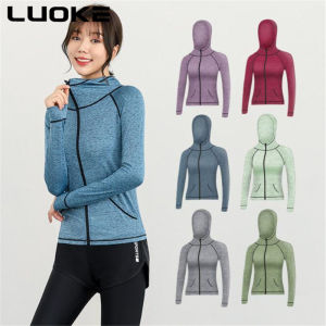 LUOKE Women Running Jacket Sports Jacket New Quick Drying Fitness Jacket Sports Running Wear with Pockets Ladies Casual Plus Size Stretch Top