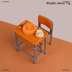 [COD] yixiayun 1 Set 1:12 Dollhouse Accessories Miniature Desks Chairs Model Classroom Decoration Toy Food Tableware Ornament