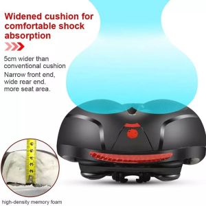 3D Gel Extra Wide Breathable Bike Saddle Reflective / USB LED light Big Bum Butt Cushion Leather Surface Seat Mountain Bicycle Shock Absorbing Hollow Cushion Bicycle Accessories