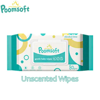 POOMSOFT Baby Wipes Wet 80 Pcs/Pack Alcohol-Free Unscented Baby Wipes Wet Tissue Wipes Baby