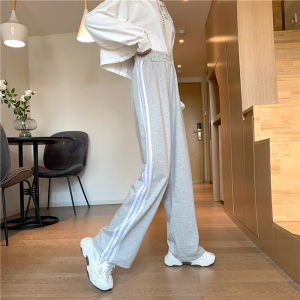 Olahraga Lari Lebar Kaki Celana Kasual Wanita Plus Ukuran Kasual Longgar Pinggang Tinggi Celana Lurus