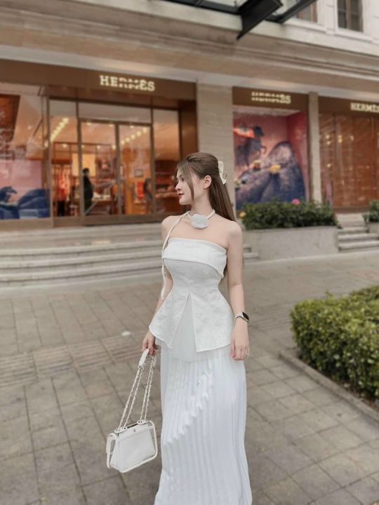 Đầm ren hai dây dự tiệc màu trắng kem KK163-31 | Thời trang công sở K&K  Fashion