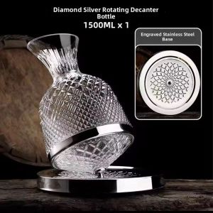 1500ml Crystal Glass 360 Rotating Decanter Thickened Tumbler Design Wine Aerator Household with Base Wine Dispenser Bar