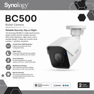 Synology Bullet IP Camera - AI-Powered Camera for Integrated Smart Surveillance (BC500) with 2 years Local Warranty