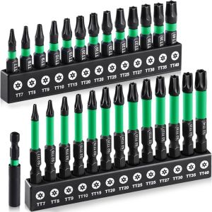 YRUQYS 21/27/29 PCS Hex Head Shank Impact Torx Bit Set S2 Steel ic Impact Driver Bit Set Star Bits High Hardness Star Impact Drill Bit Set Electric Drill Tools