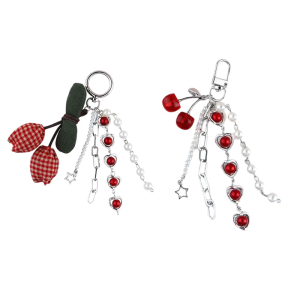 Fashion Keychain Charm Cherry Shape Keyring Hangings Ornament Lovely Car Key Chain Bag Decorations for Woman