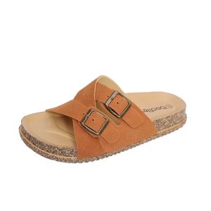 2026 Fashionable Double Buckle Design Womens Slippers/Sandals | Soft Heel-Boosting Sole for