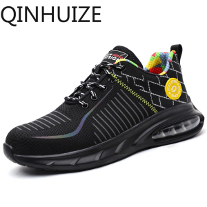 QINHUIZE Safety shoes anti-smashing anti-piercing air cushion safety shoes breathable lightweight shock-absorbing protective work shoes