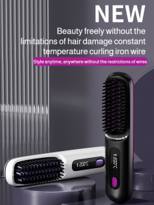 Portable Straight Curl Dual Purpose Curling Comb Cordless Negative Ion Portable Curling Tool