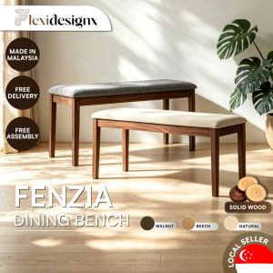 Flexidesignx FENZIA Dining Bench 100cm/120cm Walnut Solid Wood 2 Seater Shoe Bench