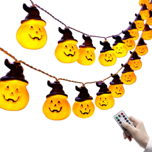 Halloween Pumpkin Lights 8 Flashing Modes String Lights Operated Flickering Lights for Party Decoration