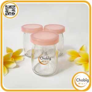 CHOBIG Botol Kaca Mini Lucu Souvenir 100ml / Tempat Bumbu Tutup Warna Warni Jar Milk Panacotta / Toples Silky Pudding / Wadah Merica Garam Gula / Small Kitchen Glassware PDJ