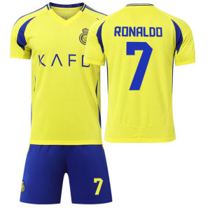 2425 Riyadh Victory Home Số 7 Ronaldo Áo Bóng Đá Màu Vàng Bộ Áo Người Lớn Dành Riêng Cho Trẻ Em