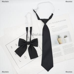 [COD] Abulaia Solid Color Childrens Snap Tie Basic Black Short Student Casual All-match Tie Male Female Accessories