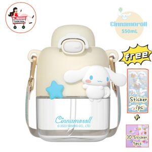 🇲🇾Ready Stock🇲🇾 BPA FREE 550ml Sanrio Tritan Water Bottle with Straw & Strap Botol Air Cartoon Cinnamoroll Melody Kuromi Kid Budak三丽鸥可爱儿童水瓶水壶男孩女孩