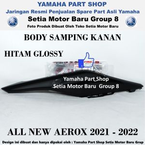 Cover Side Bodi Body Samping Hitam Glossy Kanan All New Aerox Connected Asli Yamaha Surabaya