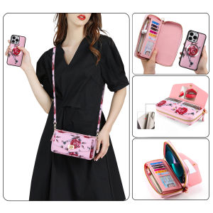 Crossbody Wallet Cards Solt Phone Bag For iPhone 15 Pro Max 14 Plus 13 12 11 XS XR 7 8 SE 2022 Shoulder Pouch Lanyard Case Cover
