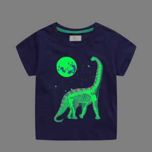 100% Cotton Boys Luminous Glow In Dark T-shirt Toddler T-shirts Kids Baby Tee T-shirts Kids Boys Tees Dinosaur Space - MumOkay