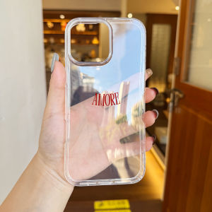 Red heart-shaped transparent phone case suitable for iPhone 17 16 15 14 13 12 11Pro/Max/Plus anti drop and shockproof back cover