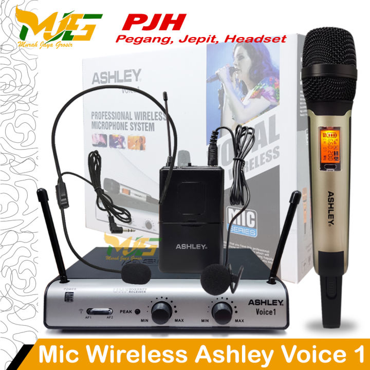 Mic Wireless Ashley Voice 1 PJH Microphone Handle Mic Jepit