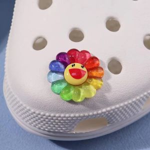 1PC funflower jibz trẻ em Đảng X-Mas màu kẹo Quà Tặng quyến rũ jibbitz Croc phụ nữ Mens nữ Phụ nữ/trang trí thực tế cầu vồng Giày phụ kiện