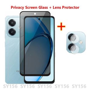 2in1 for OPPO A3x A3 X A3 Pro A3Pro 5G Privacy Screen Protect Glass Film Full Cover Anti Spy Curved Front Screen Back Lens Protect Tempered Glass Film