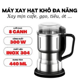Máy xay hạt khô xay bột gia vị cà phê đa năngcông suất 300w 6 lưỡi dao cực bén chất liệu cối inox