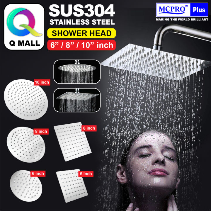 MCPRO Stainless Steel SUS304 Bathroom Round Square Rainfall Shower Head