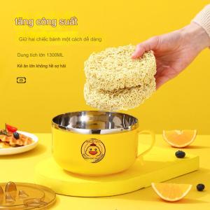 Tô/Ca Ăn Mì 15cm hình Vịt Inox - có nắp có tay cầm có giá đỡ điện thoại dễ thương