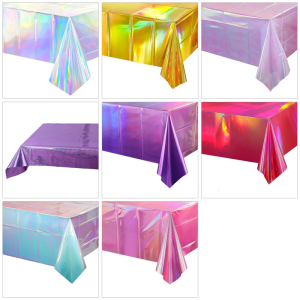 Shimmering Lasers Party Tablecloth 137x274cm Waterproofs Stainproof Plastic Materials For Event And Festive Gatherings