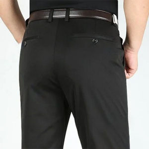 Ice Silk Stretch Mens Casual Pants Breathable Quick-Drying Loose Straight Leg Pants Elastic Waist Stretch Long Pants Summer