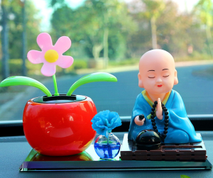 Set Chú Tiểu Gật Đầu  Hoa Đu Đưa Bằng Năng Lượng Mặt Trời Gắn Lọ Nước Hoa Trang Trí Taplo Ô Tô bàn làm việc góc học tập