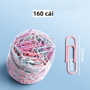 Set 160 kẹp giấy tài liệu bằng kim loại nhiều màu sắc size 29mm-NIEVE