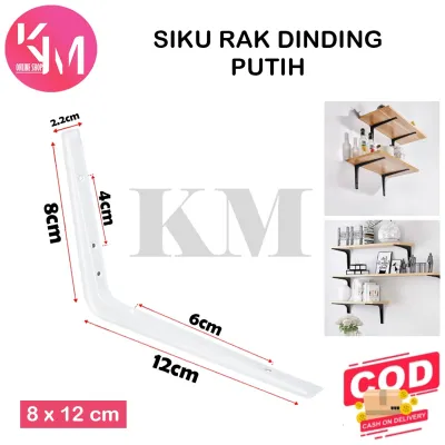 (1PCS). Siku Rak Dinding Besi Buku L Bracket Ambalan Penyimpanan Gantung Dinding Rak Penyangga Hitam Dan Putih (Harga per 1 Pcs / 1 Biji)