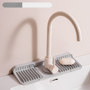 Silicone Faucet Splash Guard Sink Faucet Absorbent Mat Kitchen Drain Mat Faucet Splash Proof Mat Sink Draining Tray