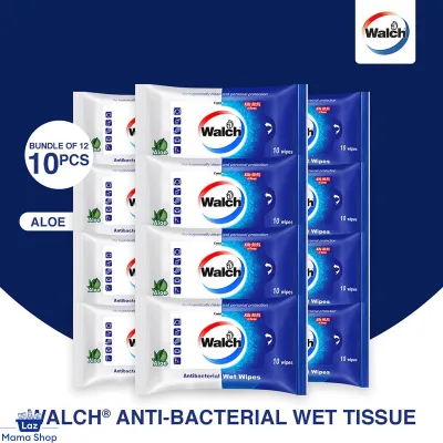 Walch Antibacterial Wet Wipes (10pcs x 12 Packs) - Aloe Vera (Laz Mama Shop)